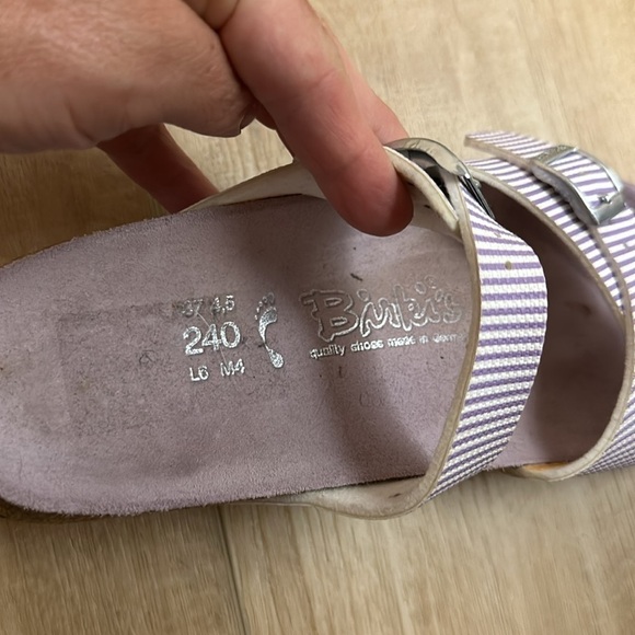 Birkenstock Birki’s lavender and white stripes sandals size 37/6 - Picture 7 of 9